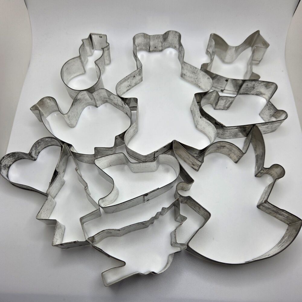Vintage Aluminum Cookie Cutters Lot Of‎ 10 Holiday Shapes Witch Turkey Heart